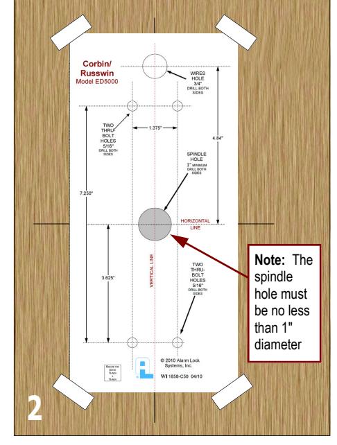Alarm Lock ETDLN, ETPDLN Installation Instructions and Template For Corbin Russwin Model ED5000 image on page 2