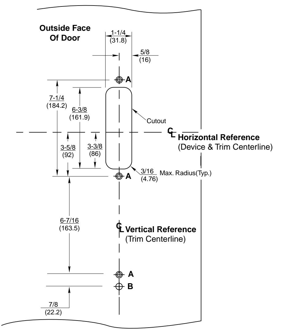 Corbin Russwin 1410, 1455, and 1449 Narrow Escutcheon Trim for ED4200, ED4400, ED4800 Narrow Stile Rim, CVR, SVR…_T30815 diag