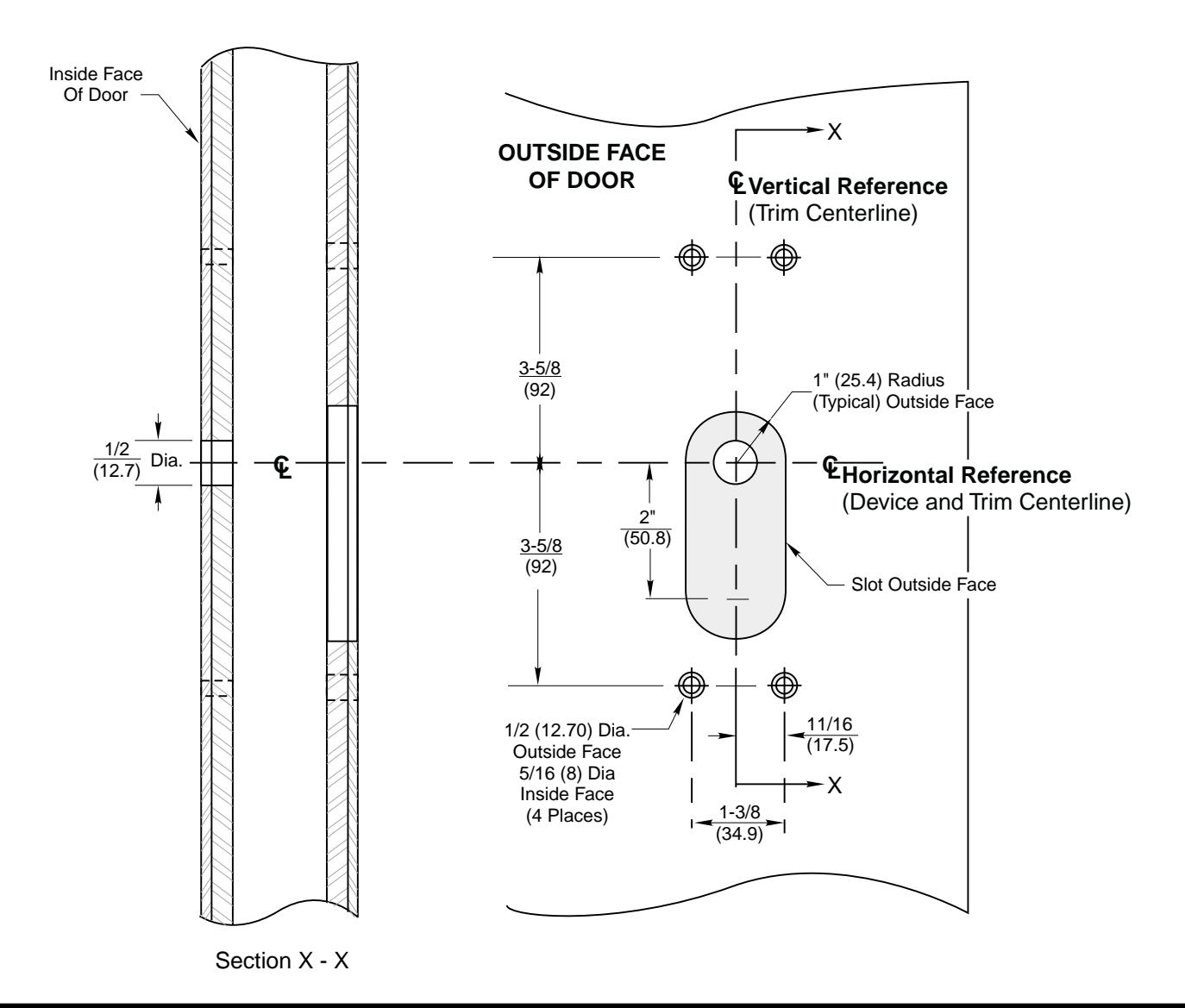 Corbin Russwin 710 and 910 Trim for ED5200, ED5400, ED5800 Wide Stile Rim, SecureBolt, CVR, SVR Metal Door Templ…_T30820 imag