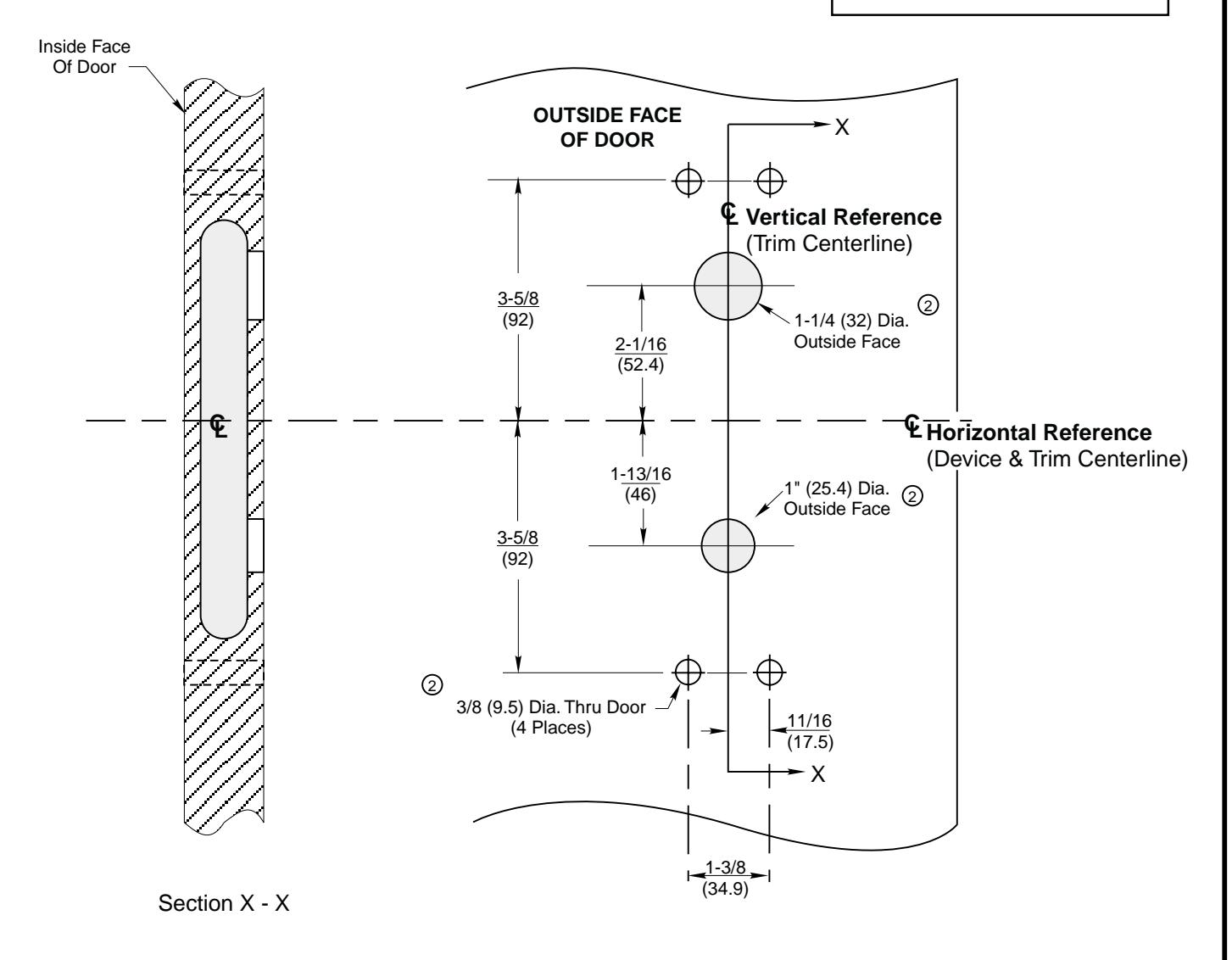 Corbin Russwin 7M55 and 7M57 Trim for ED5600 Wide Stile Mortise Wood or Composite Door Template_T30865 image on page 1