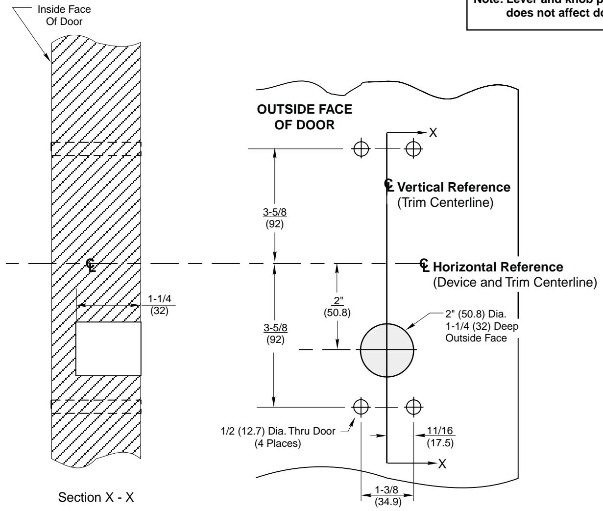 Corbin Russwin 950 Trim for ED5200, ED5400, ED5800 Wide Stile Rim, SecureBolt, CVR, SVR Wood or Composite Door T…_T30954 diag
