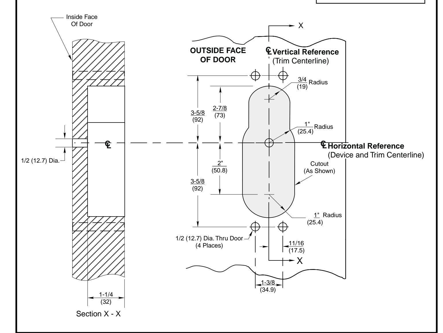Corbin Russwin 955 and 959 Trim for ED5200, ED5400, ED5800 Wide Stile Rim, SecureBolt, CVR, SVR Wood or Composit…_T30952 diag