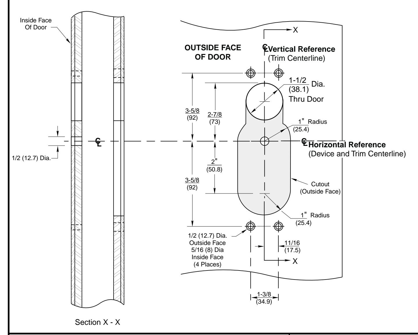 Corbin Russwin 955 and 959 Trim for ED5200, ED5400, ED5800 Wide Stile Rim, SecureBolt, CVR, SVR with IK (INTELLI…_T30958 diag