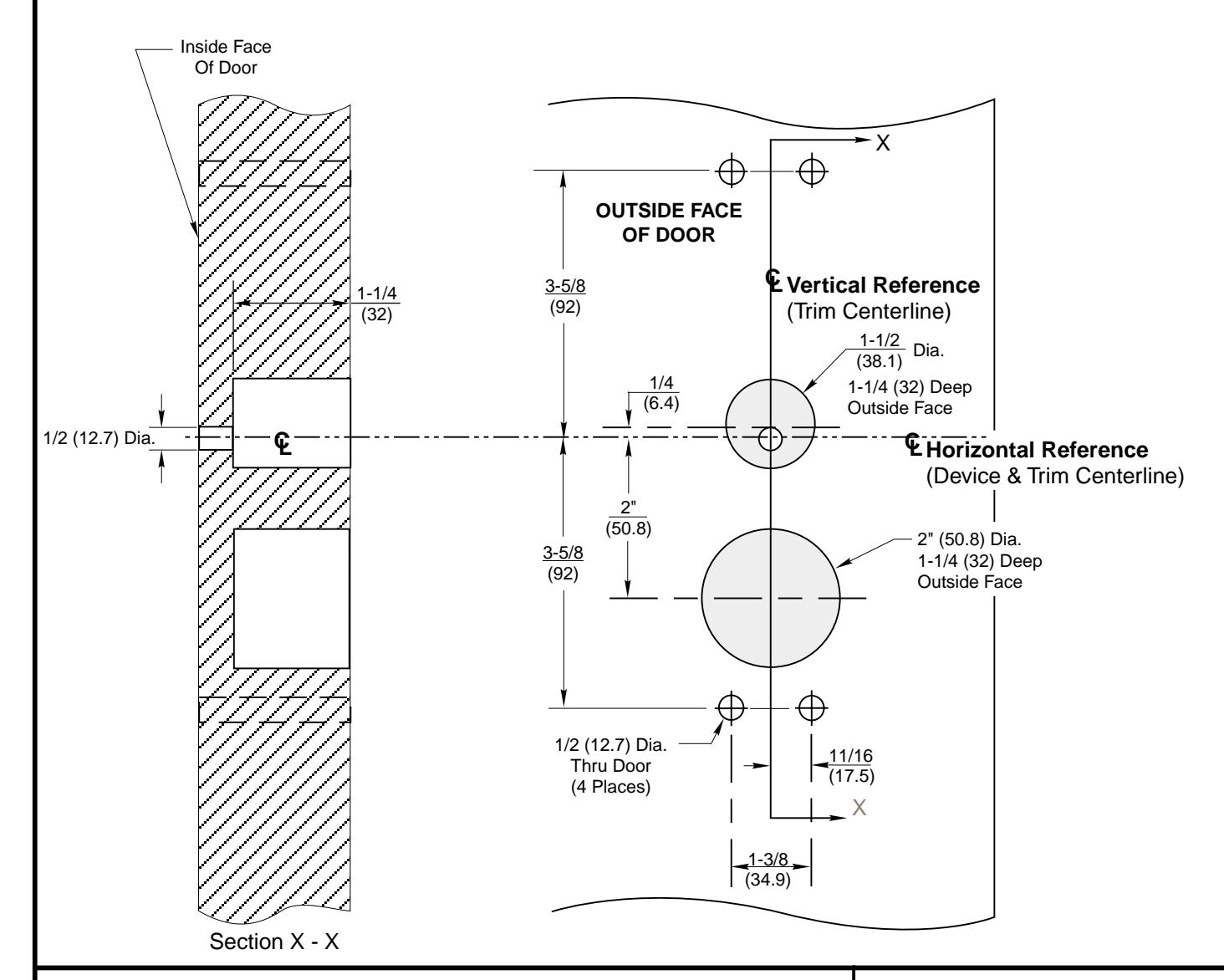 Corbin Russwin 957 Trim for ED5200, ED5400, ED5800 Wide Stile Rim, SecureBolt, CVR, SVR Wood or Composite Door T…_T30948 diag