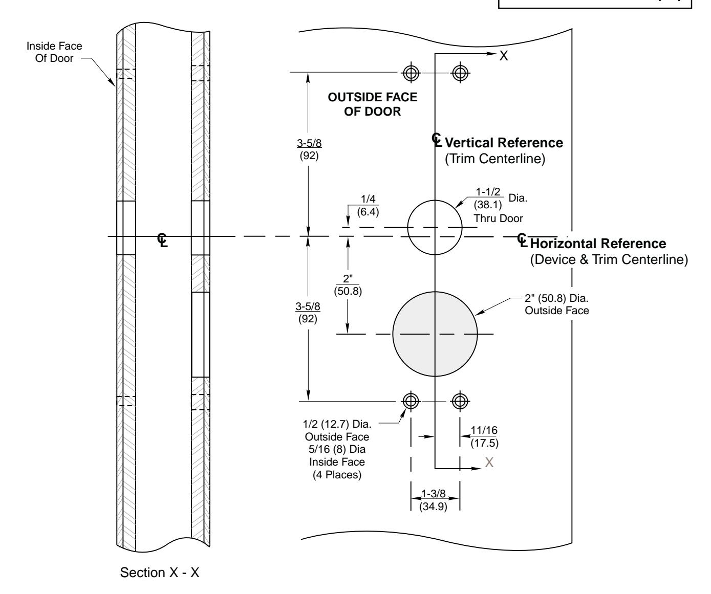 Corbin Russwin 957 Trim for ED5200, ED5400, ED5800 Wide Stile Rim, SecureBolt, CVR, SVR with IK (INTELLIKEY) Met…_T30960 imag