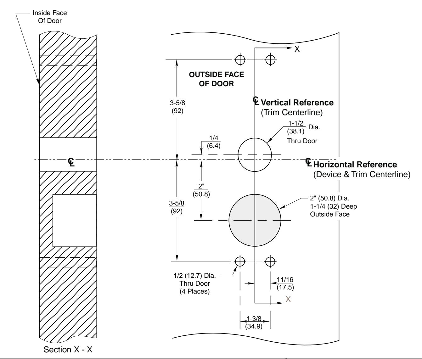 Corbin Russwin 957 Trim for ED5200, ED5400, ED5800 Wide Stile Rim, SecureBolt, CVR, SVR with IK (INTELLIKEY) Woo…_T30961 diag