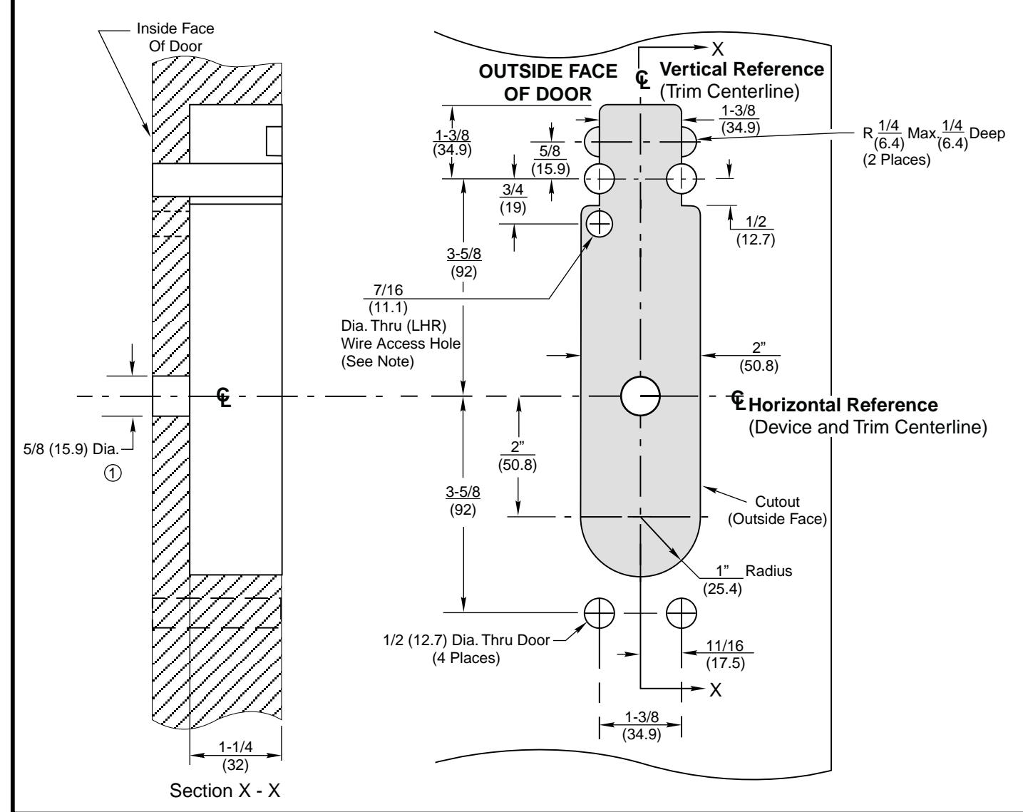 Corbin Russwin 9903 and 9905 (Electric) Trim for ED5200, ED5400, ED5800 Wide Stile Rim, SecureBolt, CVR, SVR Woo…_T30969 diag