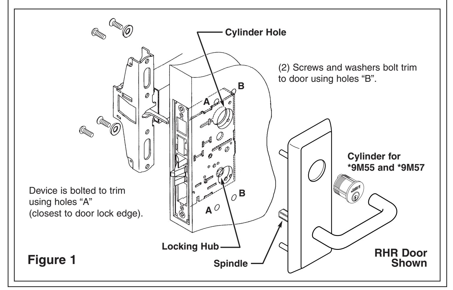 Corbin Russwin 9M10 and 9M50 Series Mortise Trim Installation Instructions image on page 1