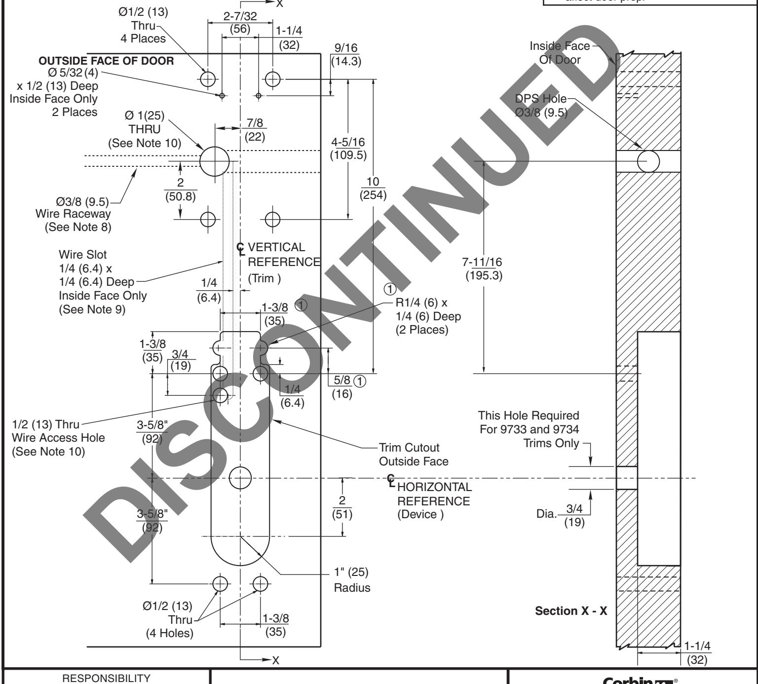 Corbin Russwin Access 700 TCPWI and TCPIP Series Trim Template_T31170 diagram on page 1