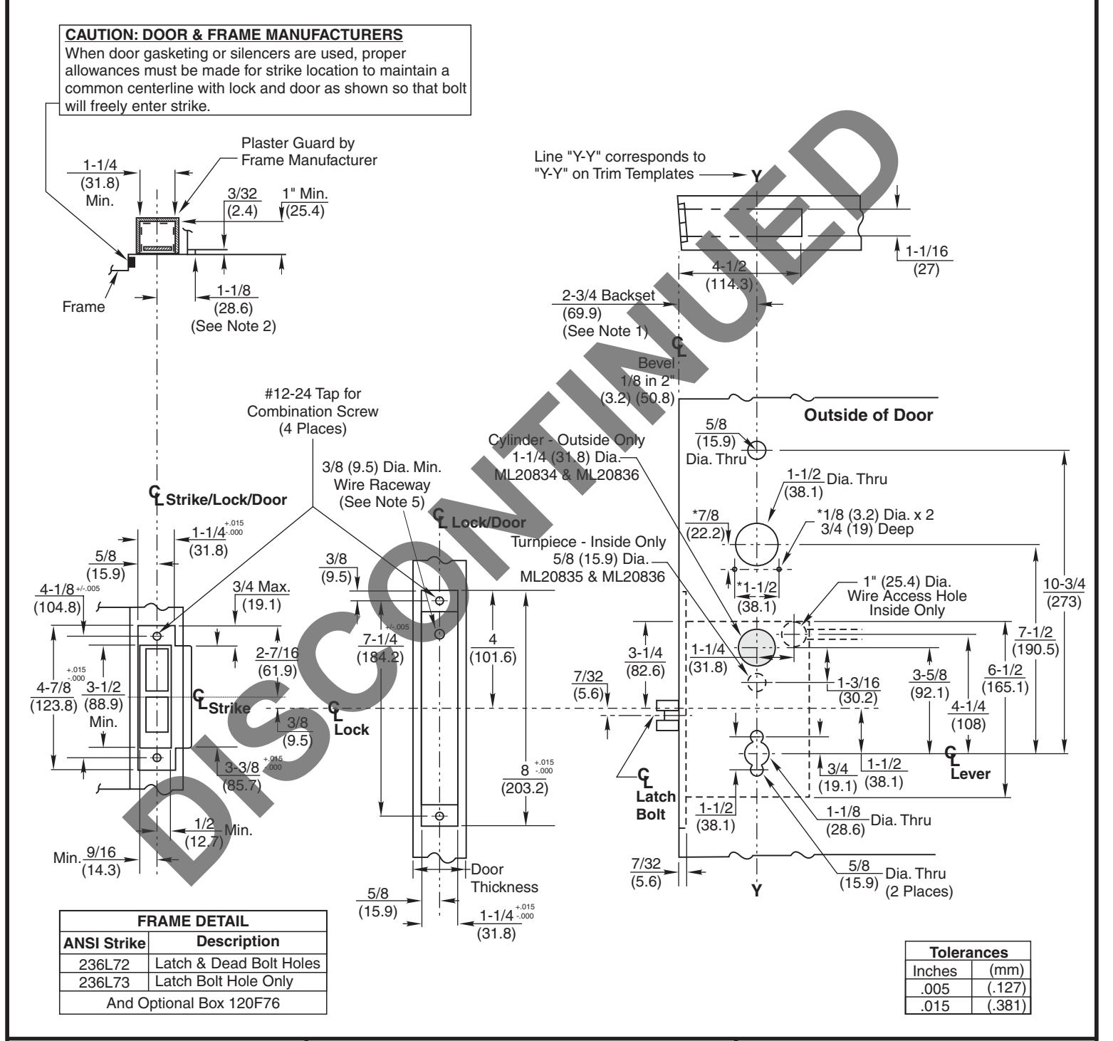 Corbin Russwin Access 800 TCWI Trim Template_T31178 diagram on page 1