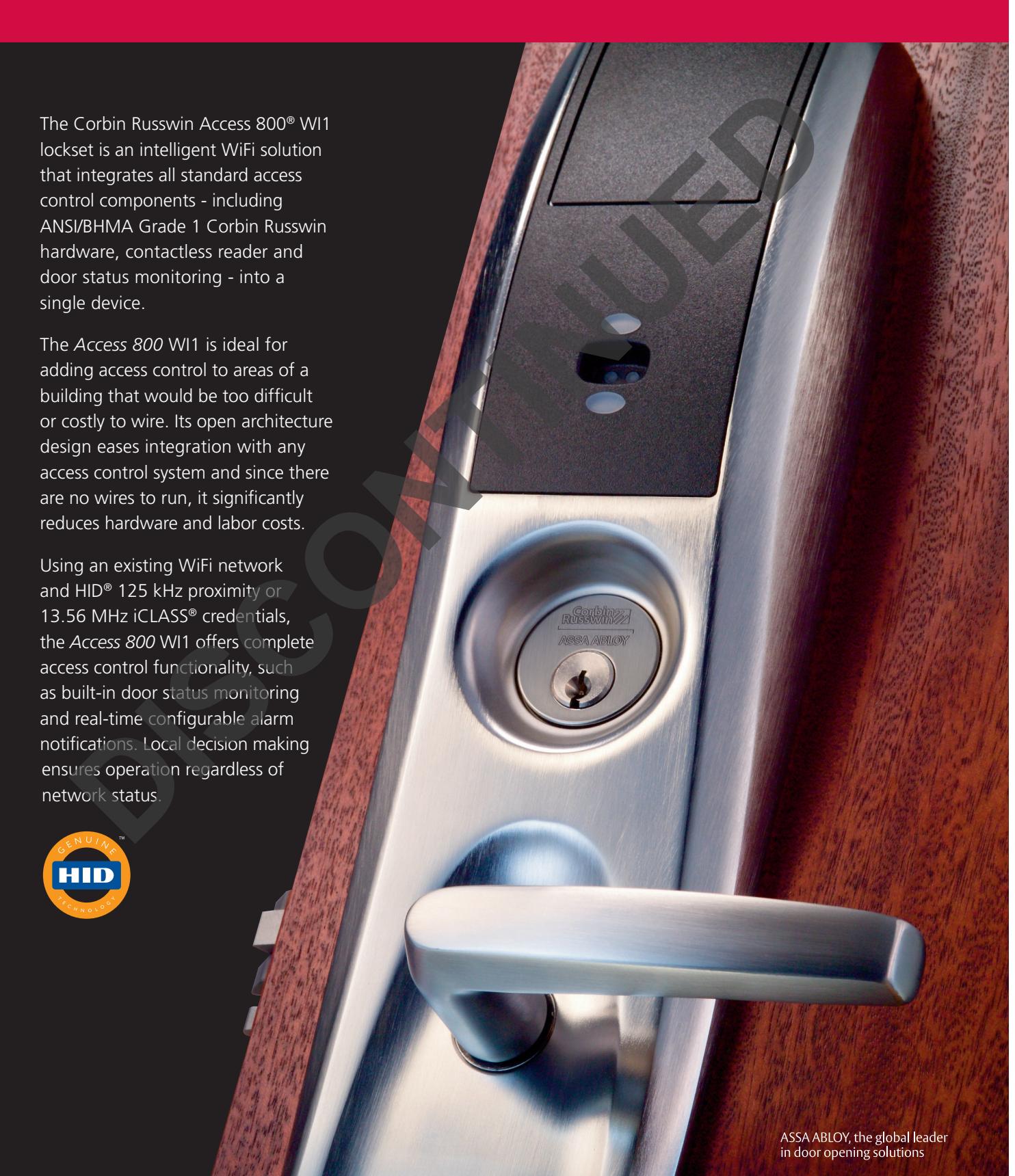 Corbin Russwin Access 800 WI1 WiFi Sell Sheet_45058 diagram on page 1