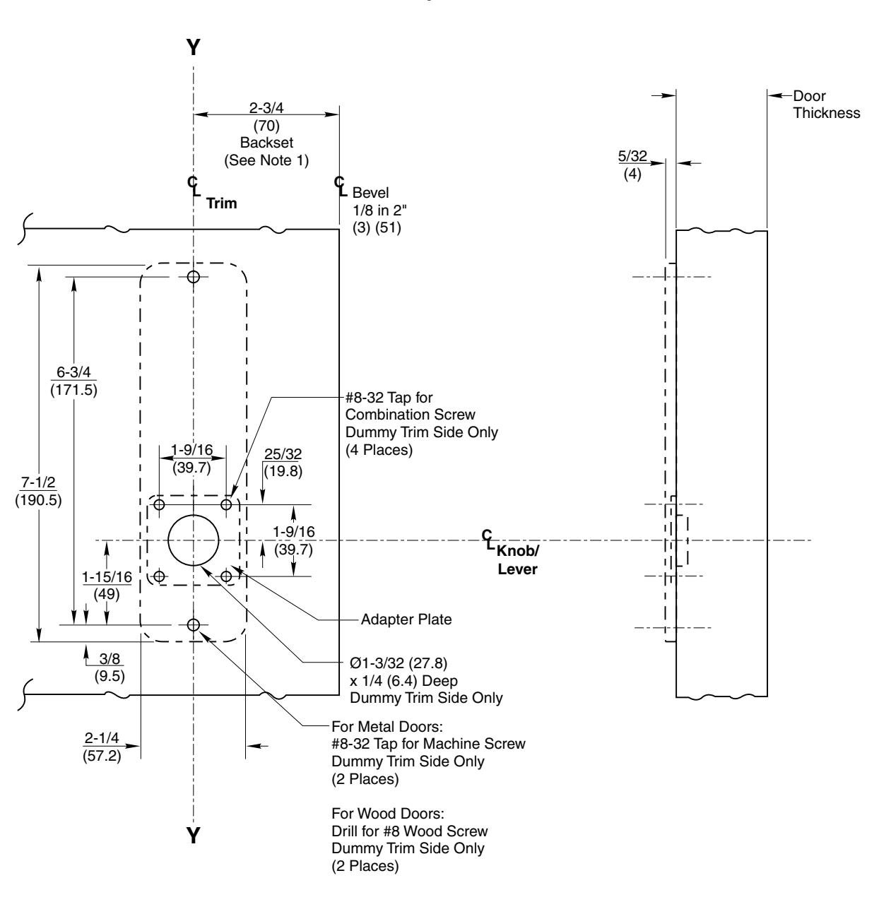 Corbin Russwin BRM and RWM Trim Template_T30558 diagram on page 1