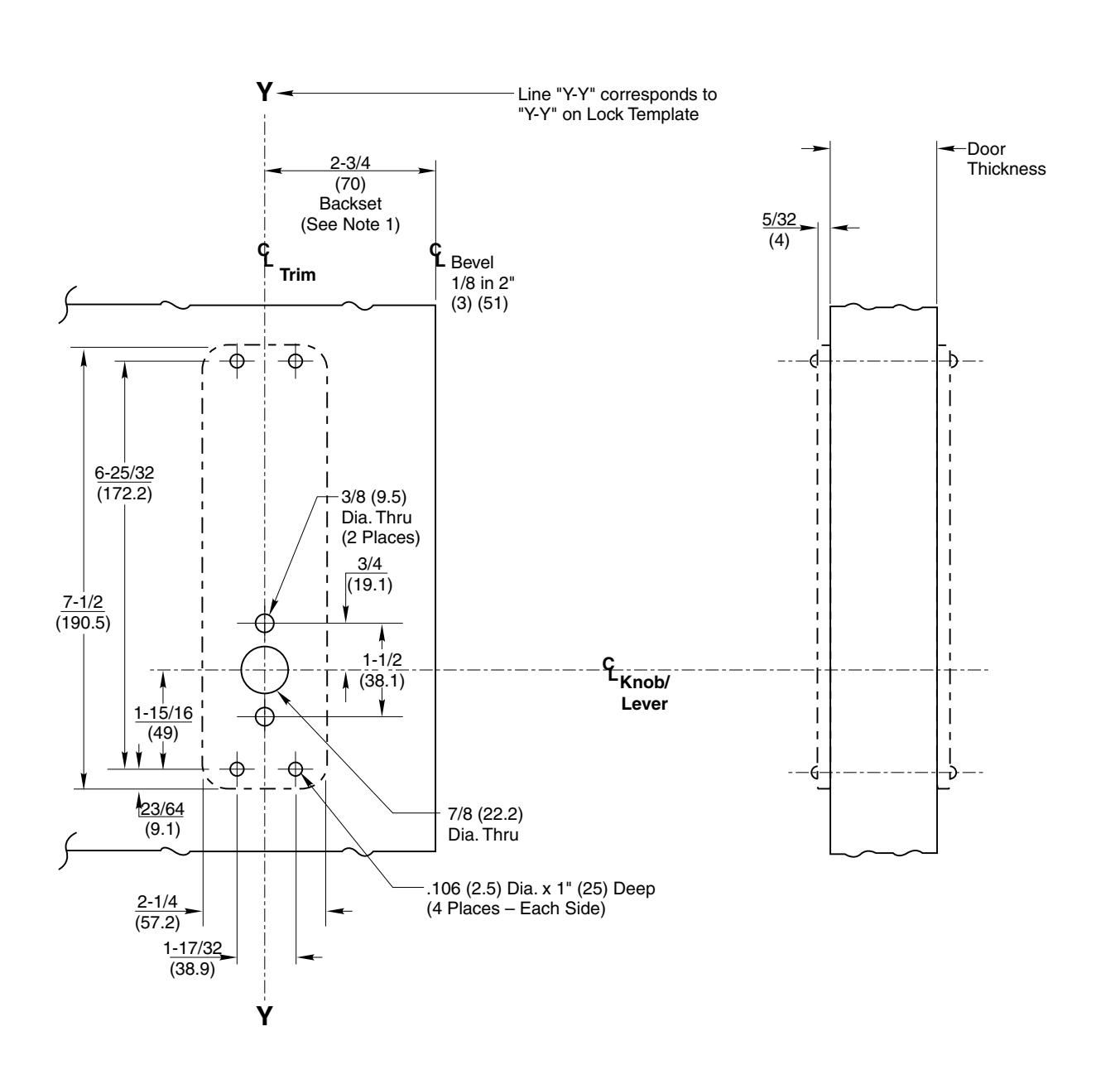 Corbin Russwin BRN and RWN Trim Template_T30455 diagram on page 1