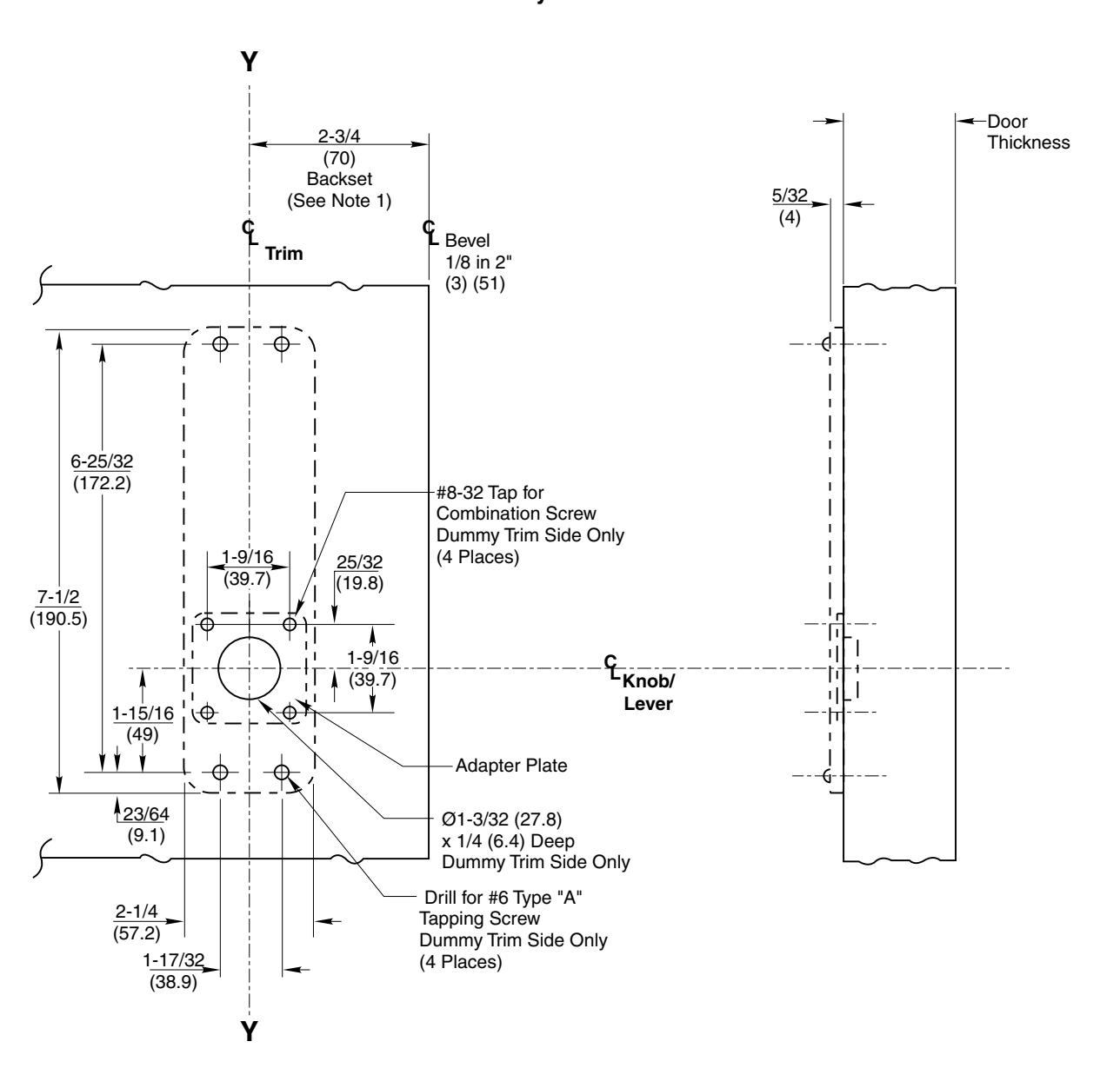 Corbin Russwin BRN and RWN Trim Template_T30559 diagram on page 1