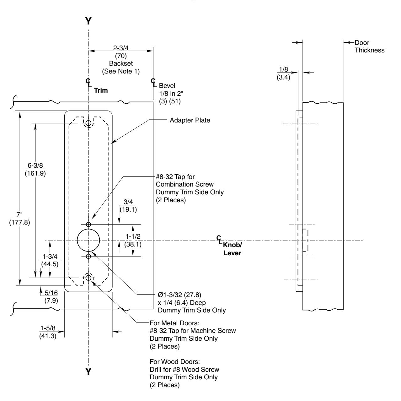 Corbin Russwin BRP and RWP Trim Template_T30557 diagram on page 1