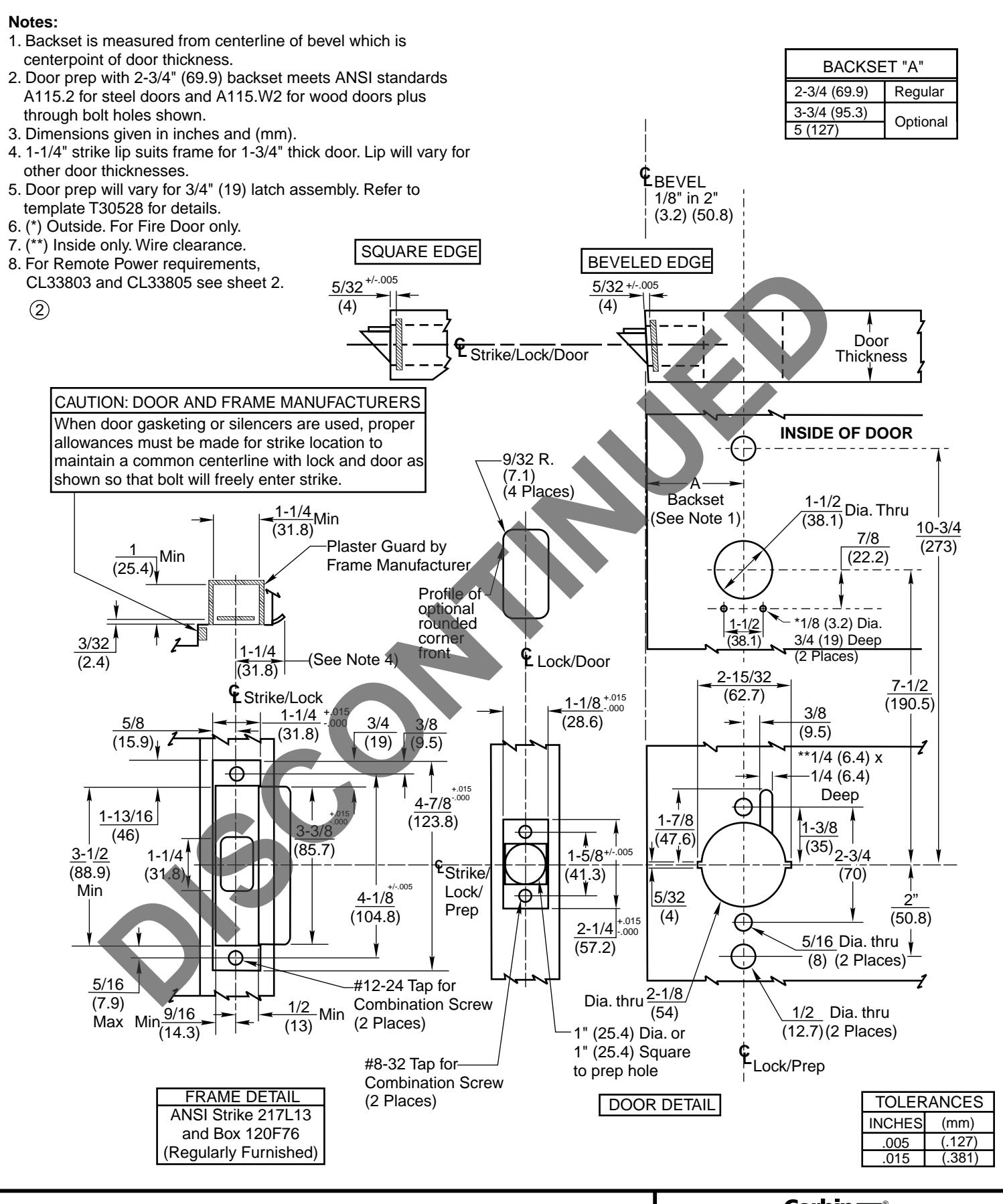 Corbin Russwin CL33800 Series Template_T30990 diagram on page 1