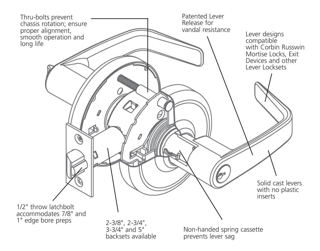 Corbin Russwin CL3800 Series Cylindrical Lever Lockset Sell Sheet_45354 image on page 2