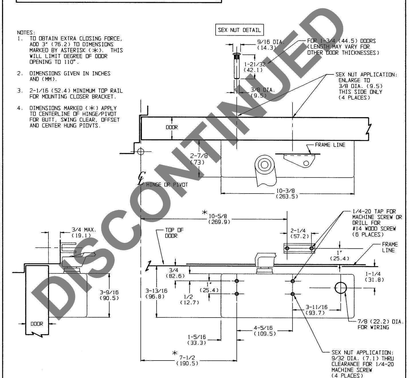 Corbin Russwin DC26900 Series Electromechanical Surface Door Closers Regular Mounting Template_T30535 diagram on page 1