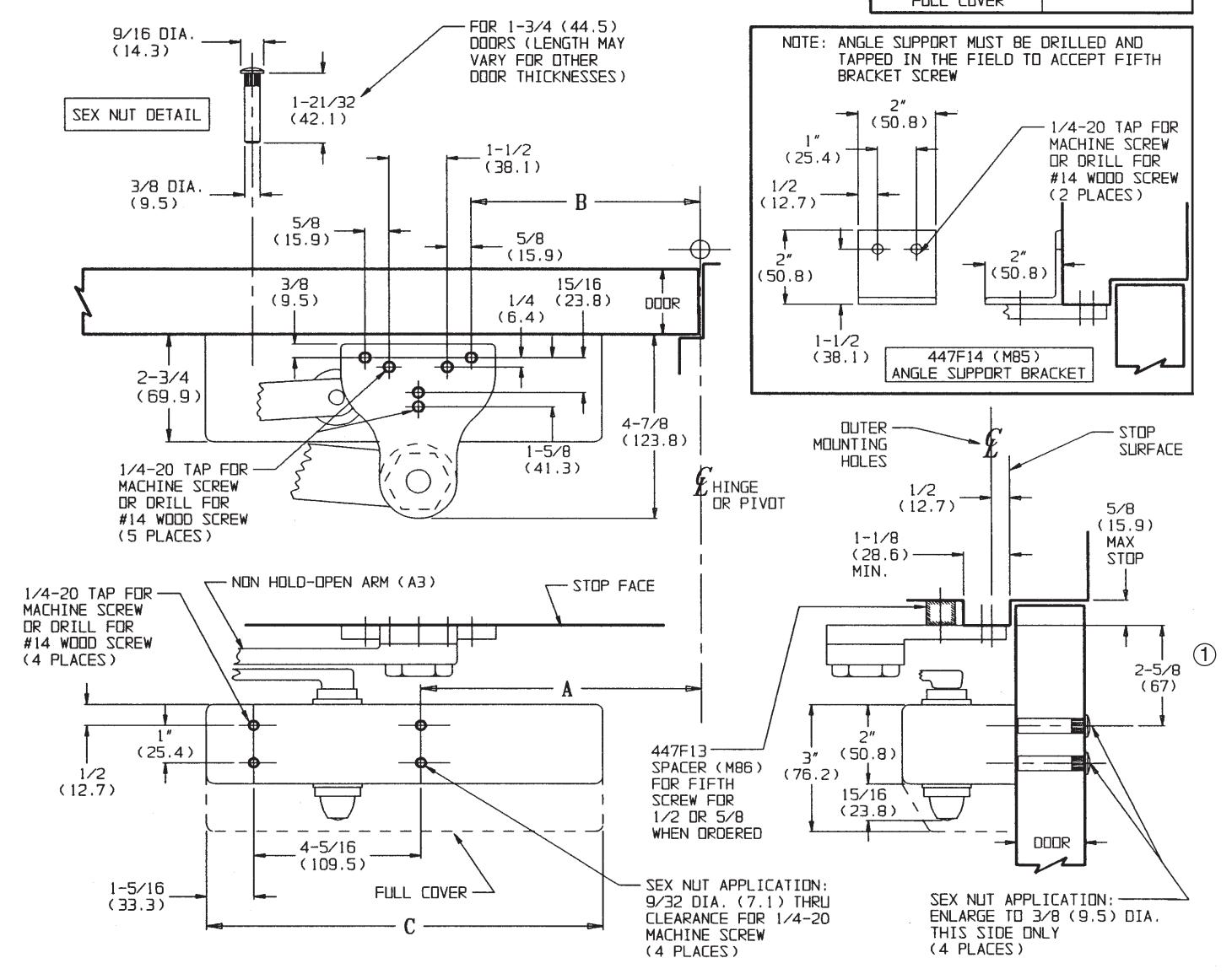 Corbin Russwin DC3000 Series DC3210 Surface Door Closers with A3 Heavy Duty Non-Hold Open Arm Parallel Arm Mount…_T30617 diag