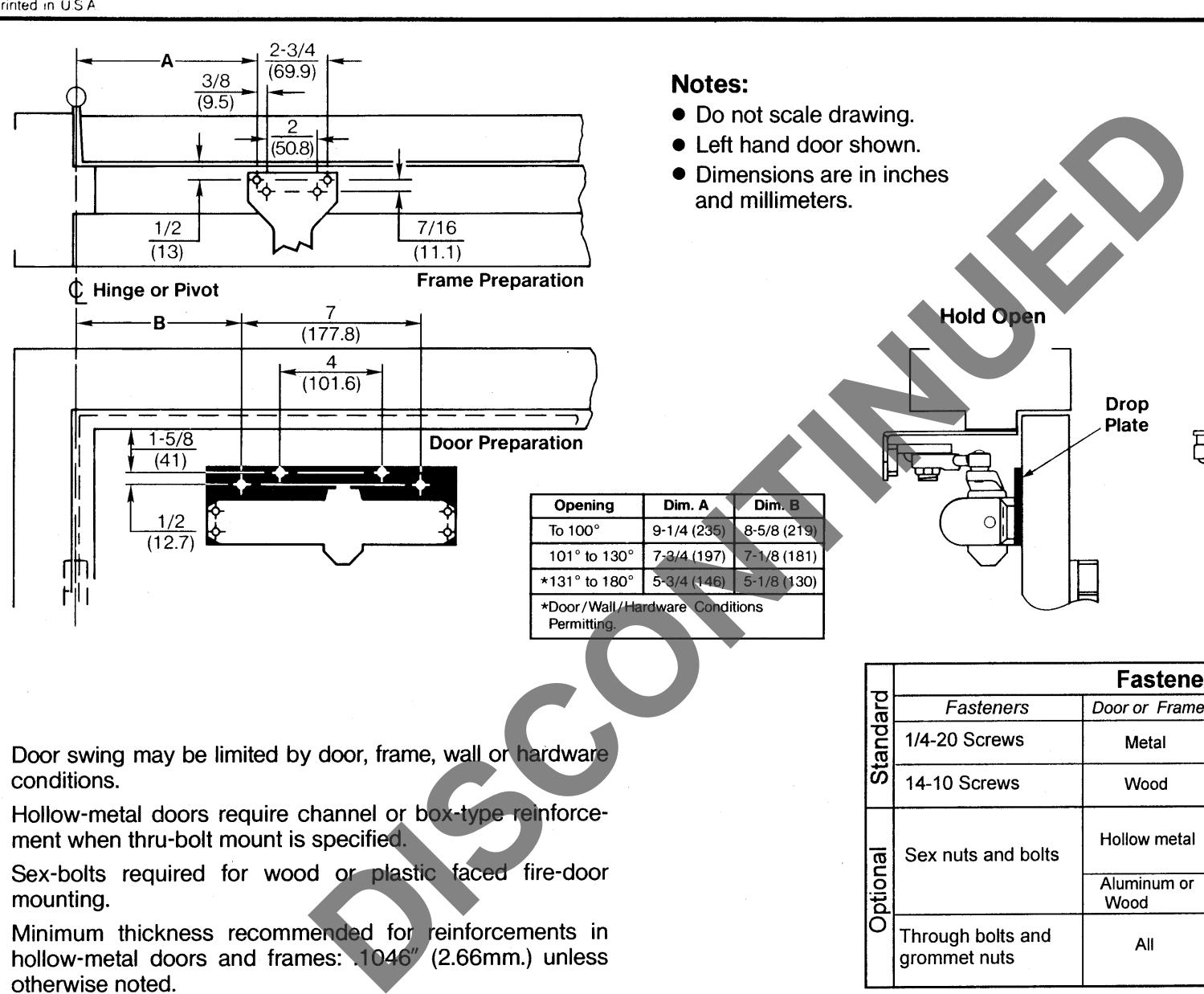Corbin Russwin DC4600 Series Plate Mounting Template_T30668 diagram on page 1