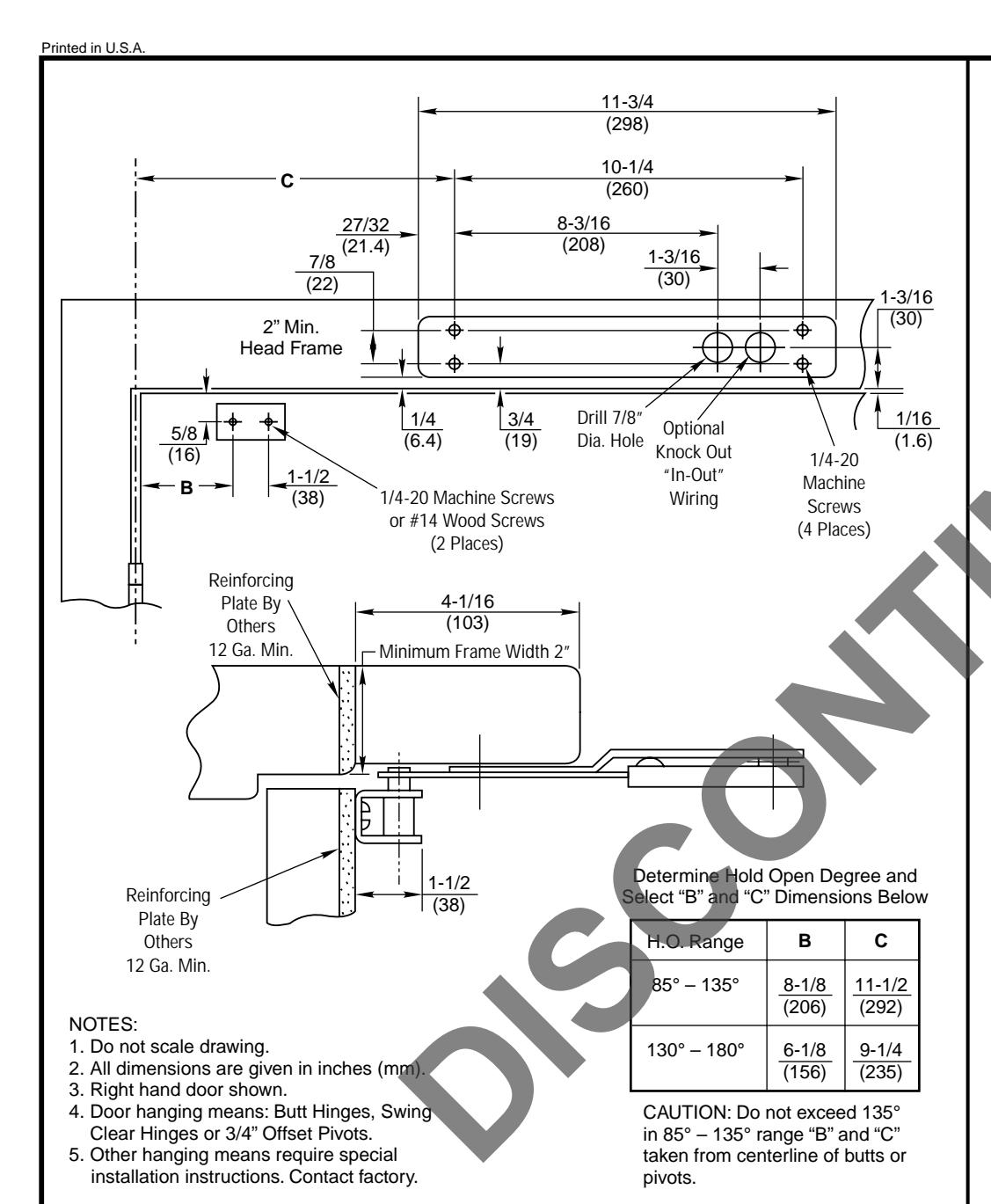 Corbin Russwin DC46900 Series DC46928 (without Detector) Safeguard Door Closers 85 Thru Maximum Degree Hold Ope…_T30663 diagr