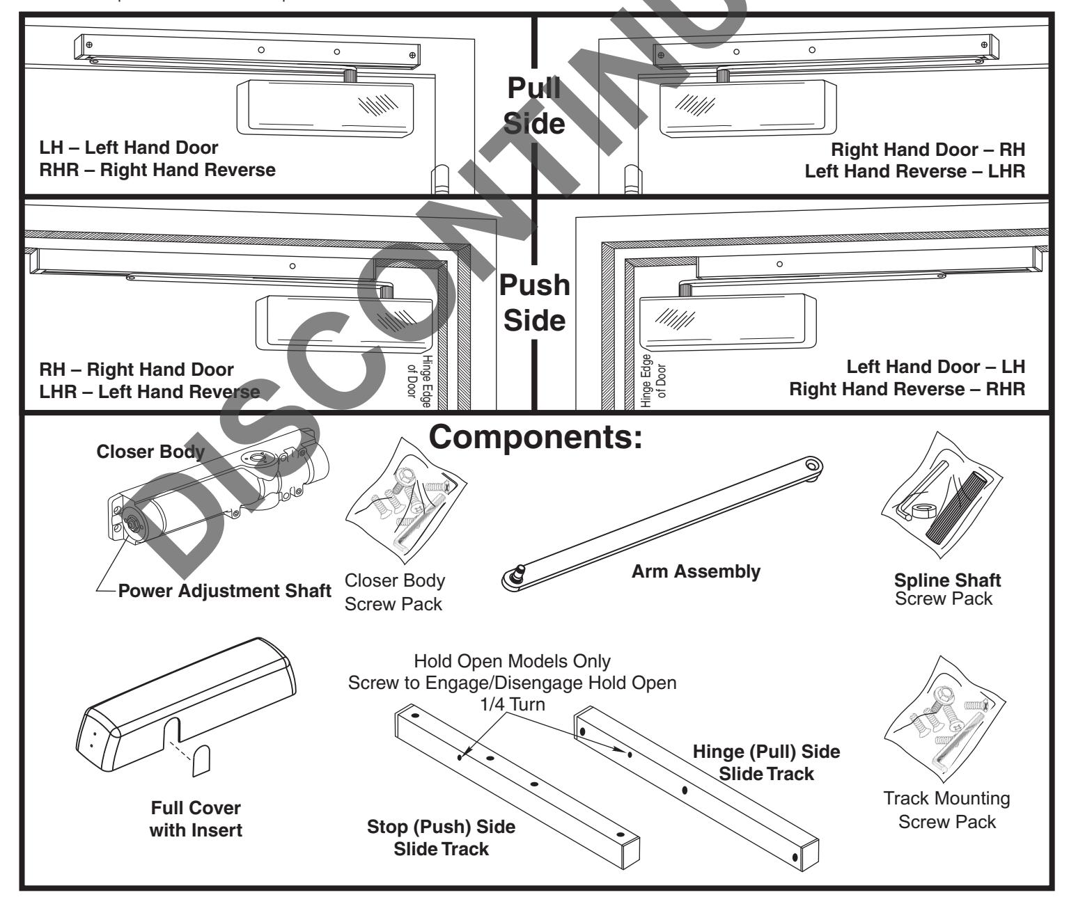 Corbin Russwin DC5000 Series Cam Action Door Closer – DC5230, DC5230 x A1 Series & DC5240, DC5240 x A1 Installat…_80-9352-000