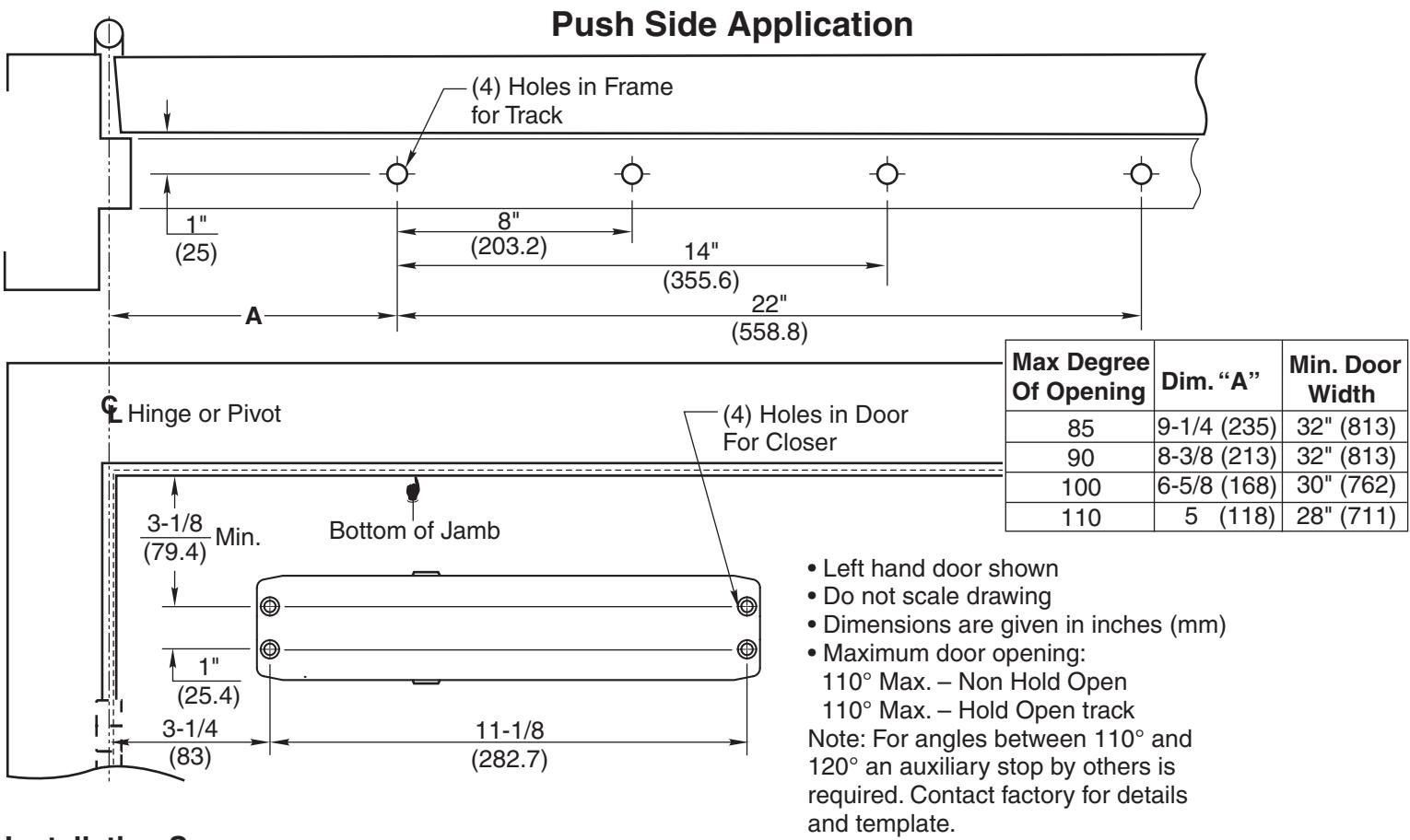 Corbin Russwin DC5000 Series Cam Action Door Closer – DC5230, DC5230 x A1 Series & DC5240, DC5240 x A1 Installat…_80-9352-000