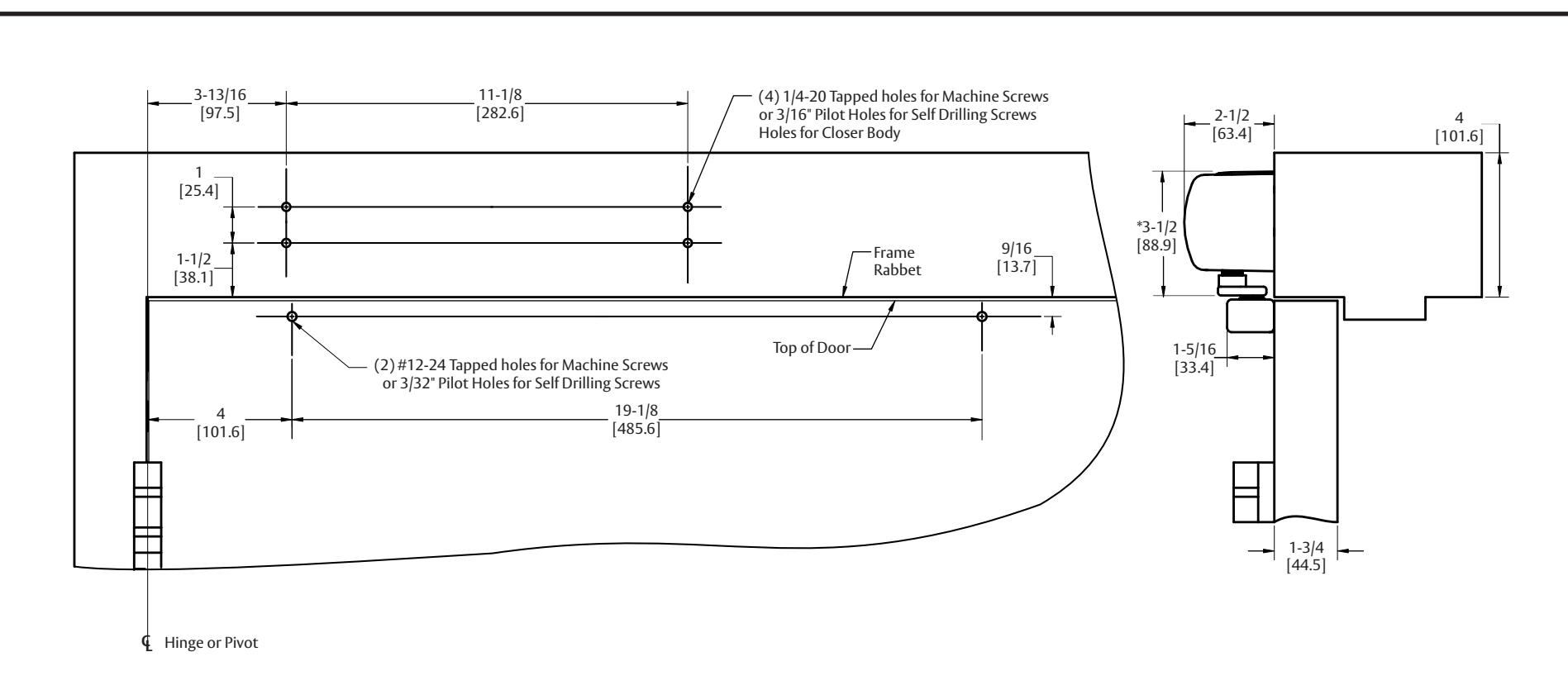 Corbin Russwin DC5200 Cam Action Door Closer, Pull Side Application, Frame Mounted, Frame Face 3 [76.2mm] or …_T31276 diagram