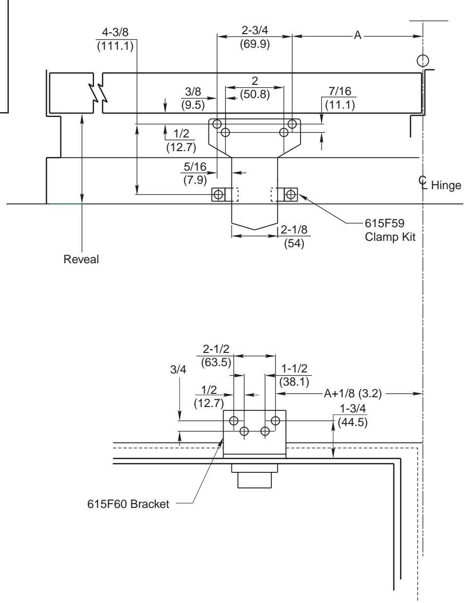 Corbin Russwin DC6000 Series DC6210 Surface Door Closer with A11, A12 Arms Push Side Mounting 615F59 Kit and 615…_T31033 diag