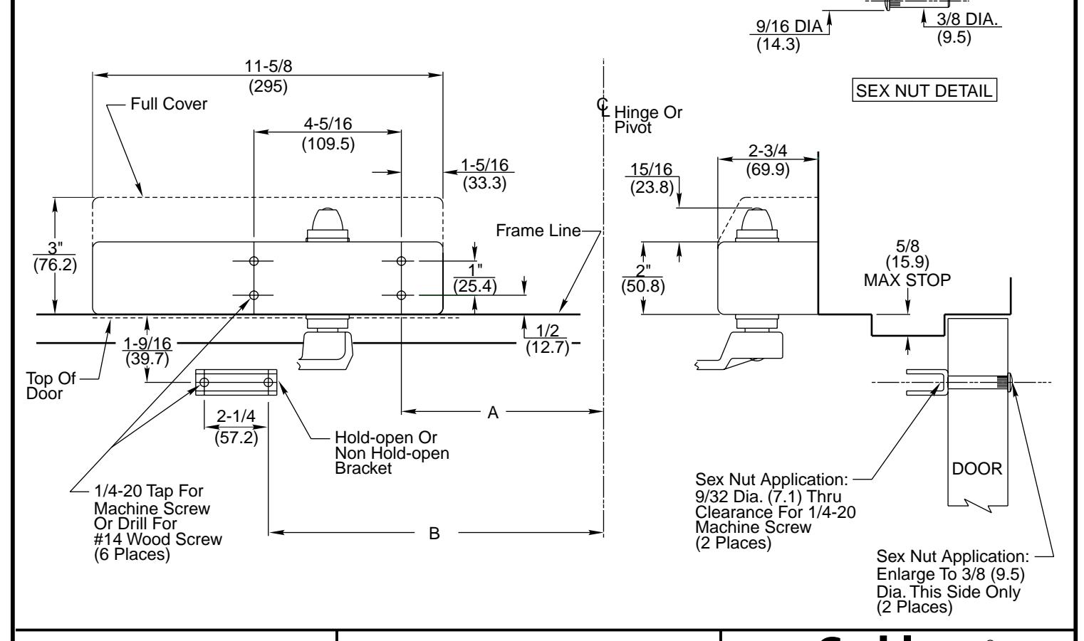 Corbin Russwin DC6000 Series DC6220, DC6420 Surface Door Closer with or without A1, A6, A8 Arms Top Jamb Mountin…_T30706 diag