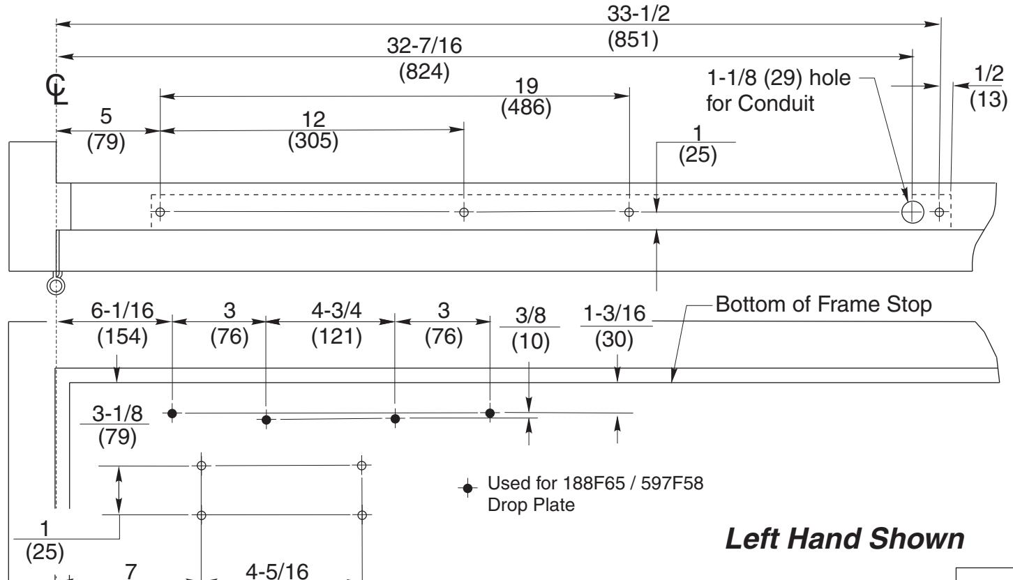 Corbin Russwin DC62900 Series DC62940 ET Electromechanical Closer-Holder Push (Stop) Side Mounting Template_T31117 diagram on