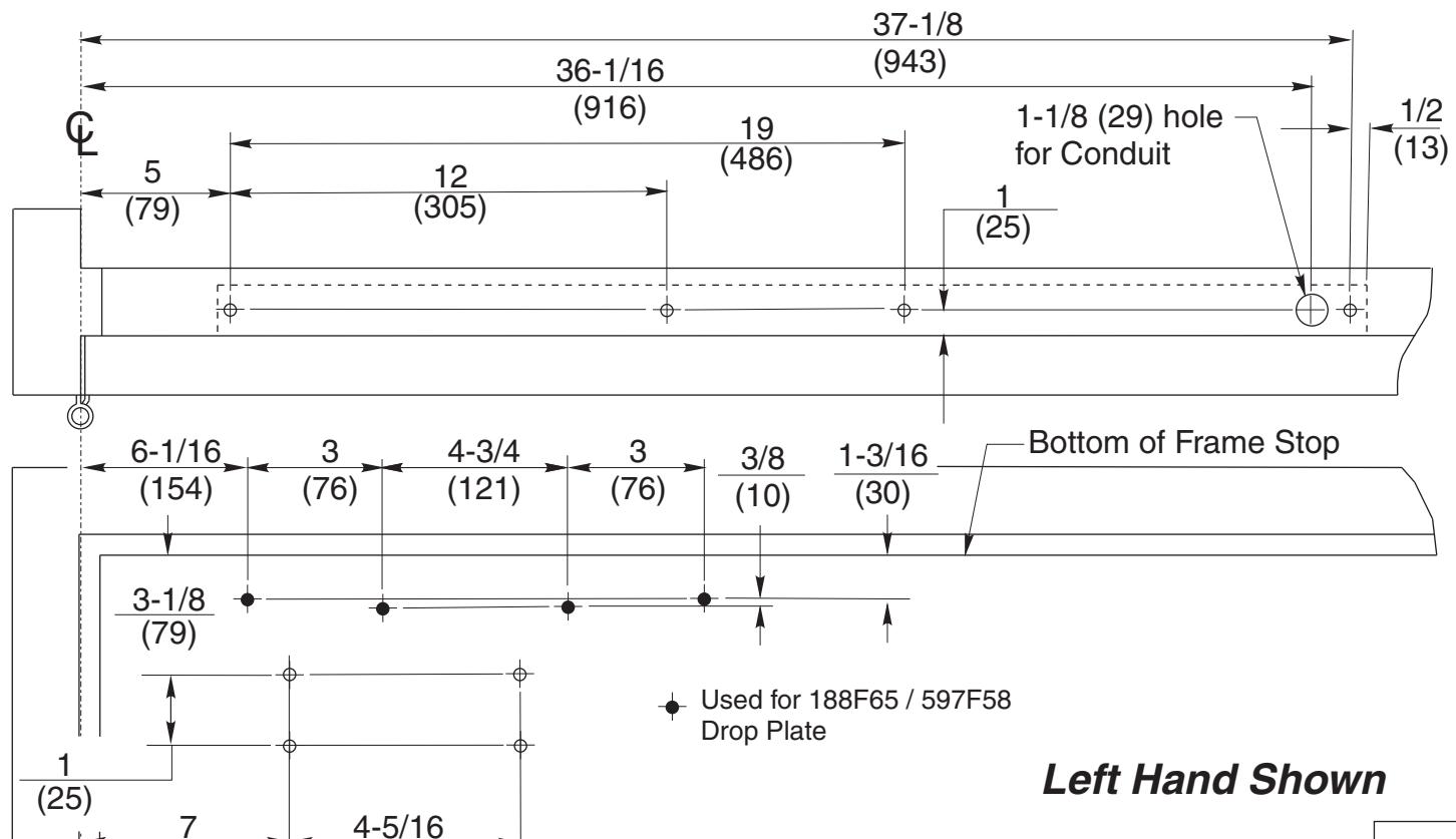 Corbin Russwin DC62900 Series DC62940 ETD Electromechanical Closer-Holder Push (Stop) Side Mounting Template_T31118 diagram o
