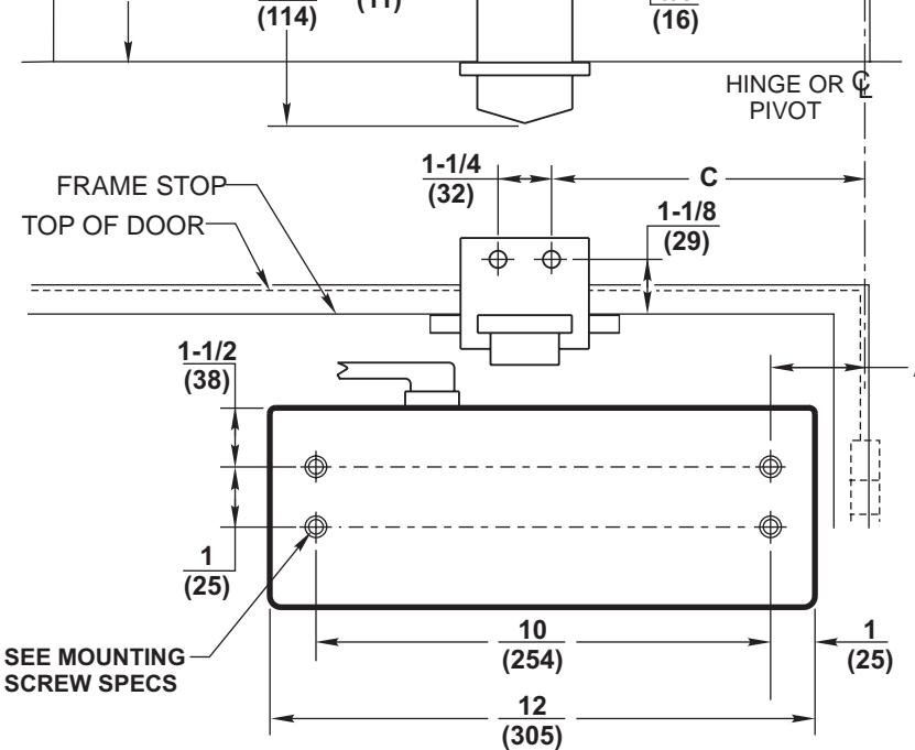 Corbin Russwin DC8000 Series DC8210 Surface Door Closer with A11, A12 Arms Parallel Arm Mounting 615F58 Bracket …_T31060 diag