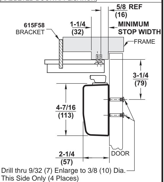 Corbin Russwin DC8000 Series DC8210 Surface Door Closer with A11, A12 Arms Parallel Arm Mounting 615F58 Bracket …_T31060 diag
