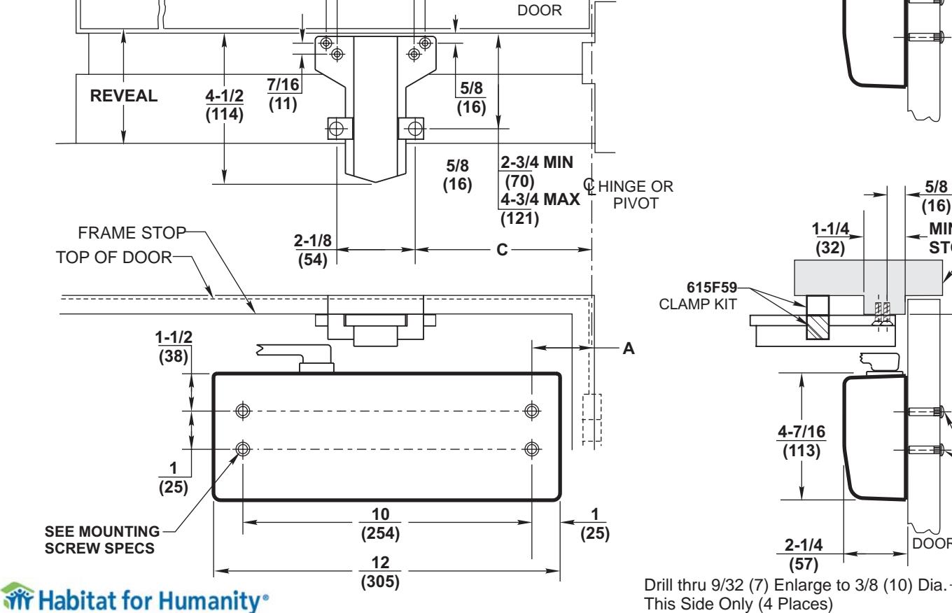 Corbin Russwin DC8000 Series DC8210 Surface Door Closer with A11, A12 Arms Parallel Arm Mounting 615F59 Kit Temp…_T31062 diag
