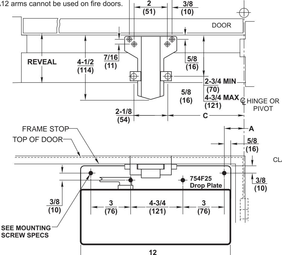 Corbin Russwin DC8000 Series DC8210 Surface Door Closer with A11, A12 Arms Parallel Arm Mounting 754F25 Plate an…_T31063 diag