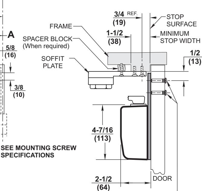 Corbin Russwin DC8000 Series DC8210 Surface Door Closer with A3 Arm Parallel Arm Mounting 754F25 Plate Template_T31056 diagra