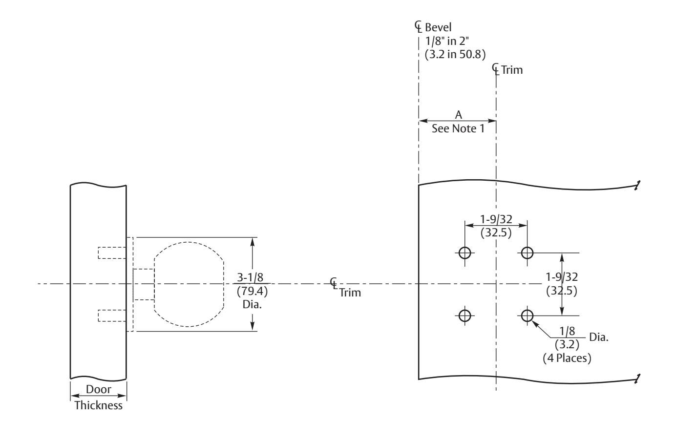 Corbin Russwin Dummy Trim for CK4300 Series Wood or Metal Doors (see ANSI, BHMA A156.115) Template_T31239 diagram on page 1