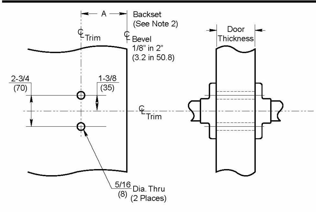 Corbin Russwin Dummy Trim for CL3300, CL3500, and CL3800 Series 50 and 70 Functions Template_T30685 diagram on page 1