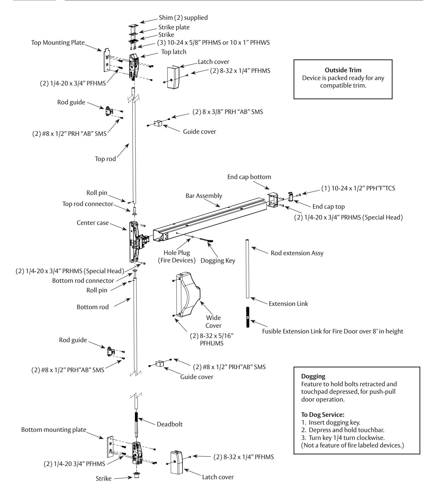 Corbin Russwin ED2000 Series ED2400(A) Wide Stile SVR Installation Instructions_FM572 diagram on page 4