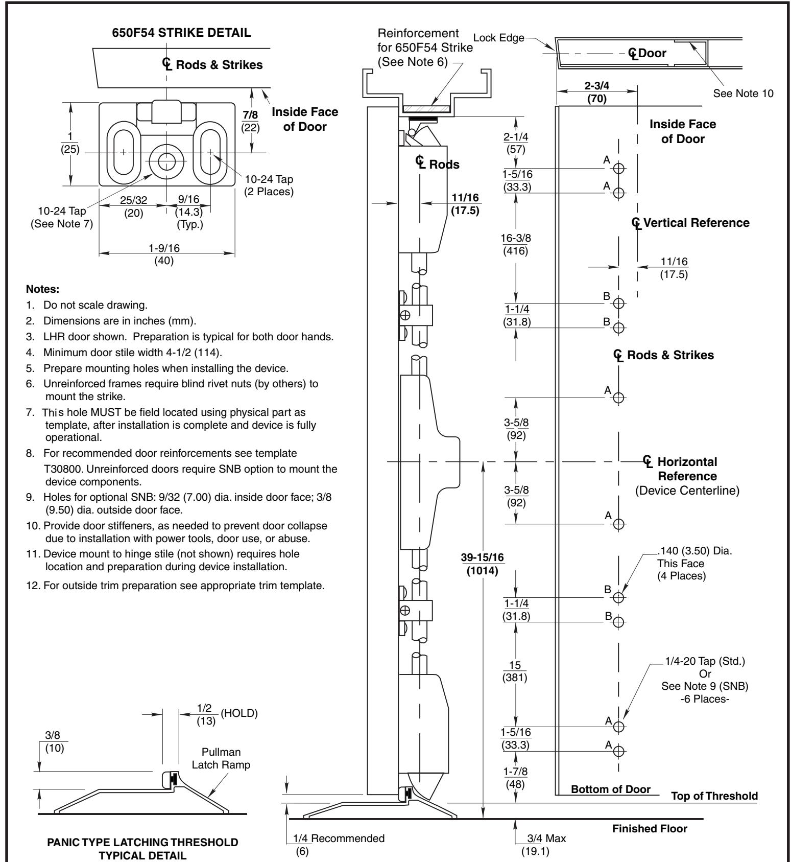Corbin Russwin ED2400(A) Wide Stile SVR Bottom Pullman Latch Option Metal Door and Frame with Latching Threshold…_T31259 diag