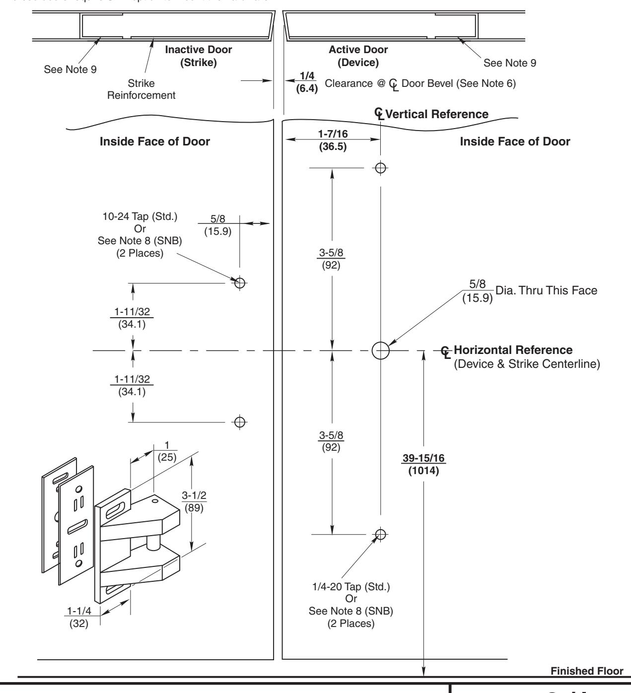 Corbin Russwin ED4200SM Narrow Stile SecureBolt S02 Strike Optional SNB Pair of Metal Doors without Mullion Temp…_T31152 diag
