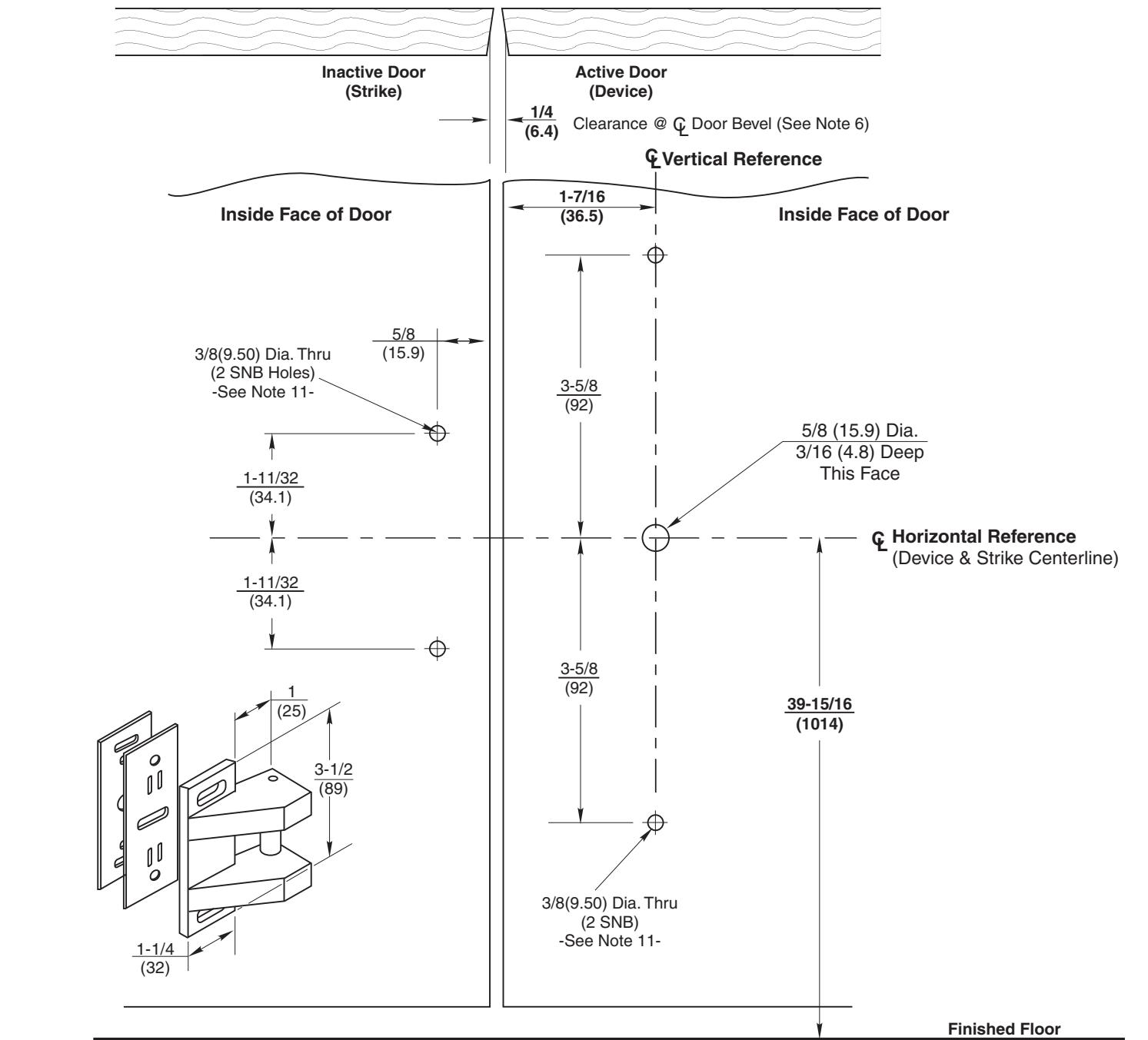 Corbin Russwin ED4200SM Narrow Stile SecureBolt S02 Strike Optional SNB Pair of Wood or Composite Doors without …_T31151 diag