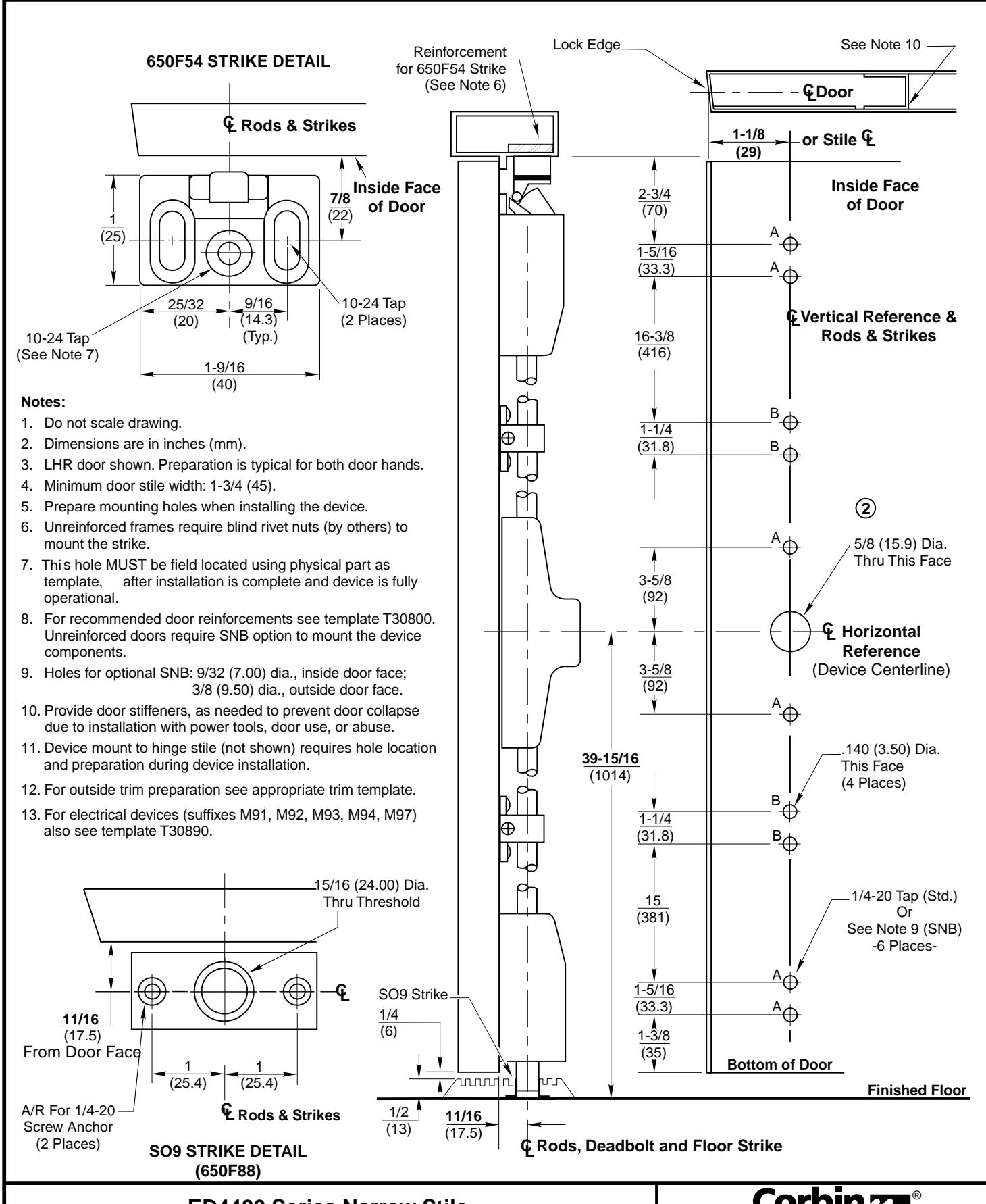 Corbin Russwin ED4400 Narrow Stile SVR S09 Floor Strike Aluminum Door and Blade Stop Frame with 1, 2 Threshold …_T30876 diagr