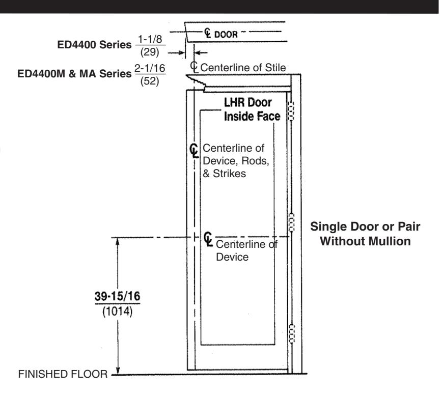 Corbin Russwin ED4400 Series Surface Vertical Rod Installation Instructions diagram on page 3