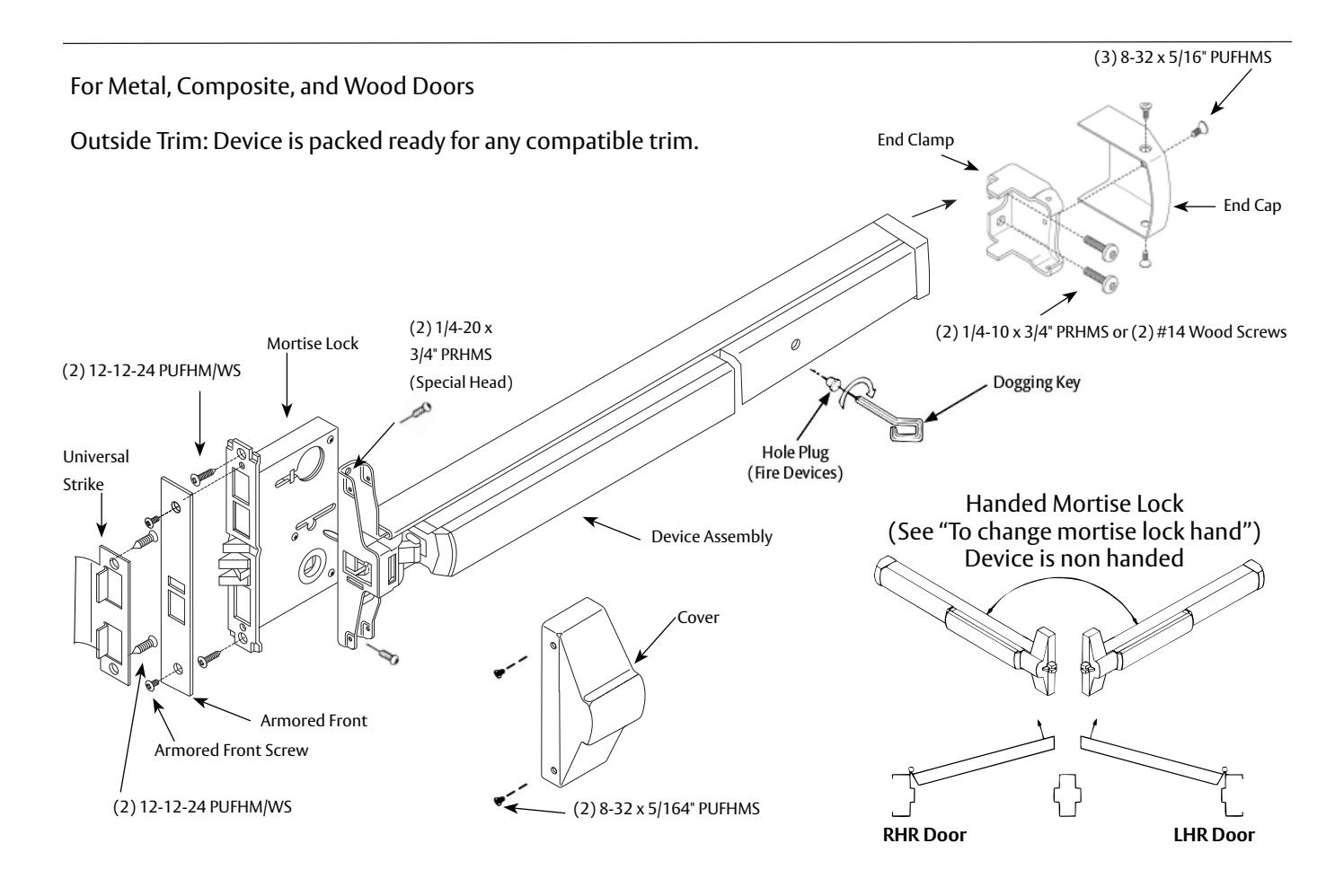 Corbin Russwin ED5000 Series ED5600(A) Wide Stile Mortise Installation Instructions_FM168 diagram on page 1