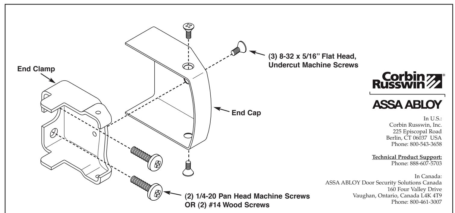 Corbin Russwin ED5000 Series End Cap Installation Instructions diagram on page 1
