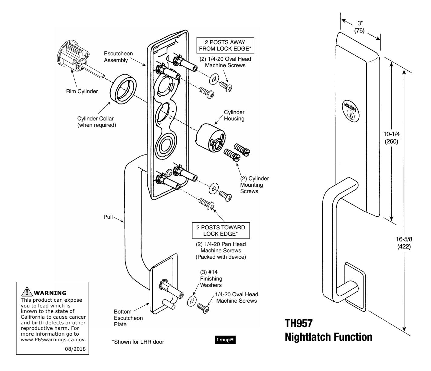 Corbin Russwin ED5000 Series TH957 Trim Installation Instructions diagram on page 1