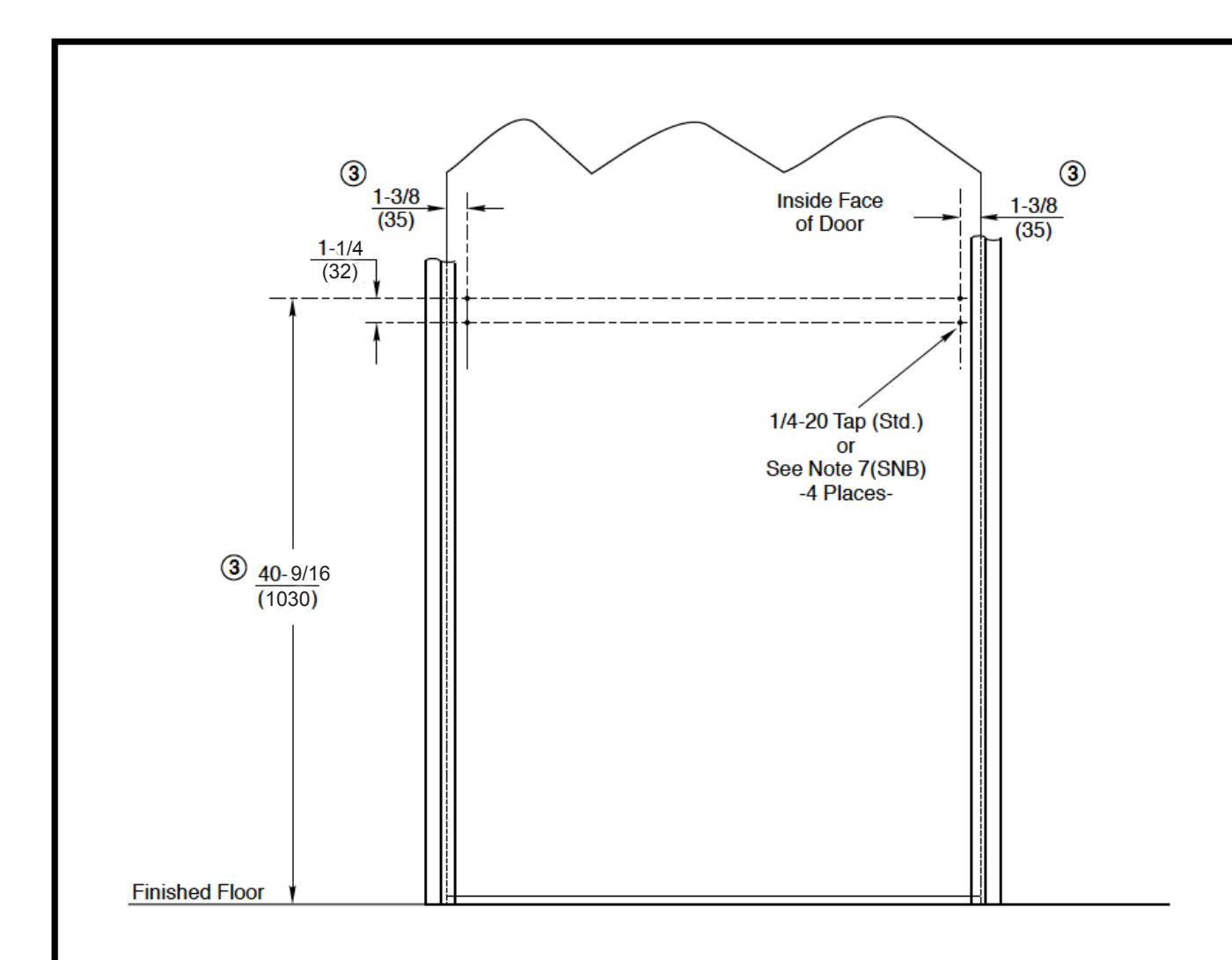 Corbin Russwin ED5000DB Dummy Push Bar Metal Door Template_T30871 diagram on page 1