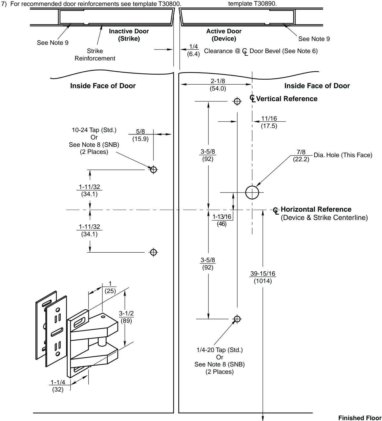 Corbin Russwin ED5202 Wide Stile Double Cylinder Rim S02 Strike Pair of Metal Doors without Mullion Template_T30976 diagram o
